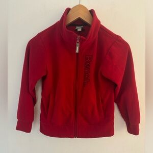 Bench Fleece Zip up Red Jacket, Size 7/8 Kids. Pockets, and thumbholes. Warm!
